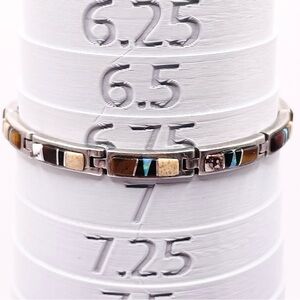 Vintage TSF Navajo 924 Sterling Silver Inlay Bracelet